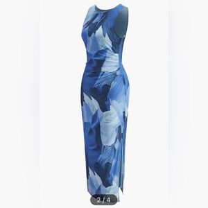 Commense Blue Sleeveless Sheath Maxi Dress